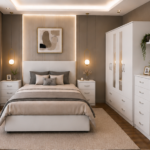 Modern Storage Bedroom Furniture Set – white Wardrobe, Chest & side tables