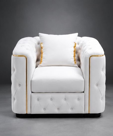 white_front_view Luxury White Chesterfield Sofa - Modern Elegance Madrid Sofa - Chesterfield Single Seater Sofa - Image 1
