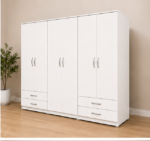 Stylish 6 Door Wardrobe - Modern Bedroom 6 Door Wardrobe with 4 Drawers & Mirrors - Image 2