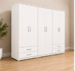 Stylish 6 Door Wardrobe - Modern Bedroom 6 Door Wardrobe with 4 Drawers & Mirrors - Image 3