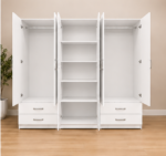 Stylish 6 Door Wardrobe - Modern Bedroom 6 Door Wardrobe with 4 Drawers & Mirrors - Image 4