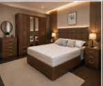 Modern Bedroom Suite – King Bed – Six Door Wardrobe with Four Drawers – Chest of 5 Drawers – 2 Bedside Tables - Image 2