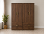 Stylish 4 Door Storage Wardrobe Cabinet - Luxury 4 Door Wooden Wardrobe with 6 Drawers