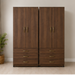 Stylish 4 Door Storage Wardrobe Cabinet - Luxury 4 Door Wooden Wardrobe with 6 Drawers