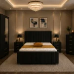 King Size Bed Furniture Set - Six Door Wardrobe With Four Drawer - Chest of Five Drawers With Two Bed Side Table