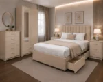 king Complete Beige Bedroom Furniture Collection - Bed, Wardrobe, Chest of Drawers  & Side Tables