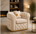 Luxury Cream Tufted Accent Chair - Beige Arm Chair - Madrid 1 Seater Sofa - Image 2