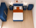 Navy Blue Bedroom Set with Matching Wardrobe & Chest of Drawers - 5 Drawer Chest - Two Bedside Tables - Image 3