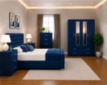 Luxury King Bedroom Interior Furniture Package With Four Door Wardrobe With Two Mirror - Chest of Five Drawers With Two Bed Side Table - Image 3