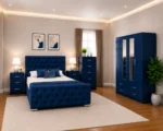 Luxury King Bedroom Interior Furniture Package With Four Door Wardrobe With Two Mirror - Chest of Five Drawers With Two Bed Side Table - Image 5