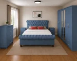 Premium Wooden king Bed Set - Six Door Wardrobe With Four Drawer - Chest of Five Drawers With Two Bed Side Table