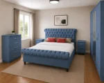 Premium Wooden king Bed Set - Six Door Wardrobe With Four Drawer - Chest of Five Drawers With Two Bed Side Table - Image 3