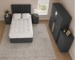 Modern Luxury King Size Bed Set – Five Door Wardrobe Full Length Mirror, Four Bottom Drawers, Chest of Five Drawers & 2 Bed Side Tables - Image 4