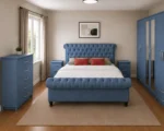 Premium Wooden king Bed Set - Six Door Wardrobe With Four Drawer - Chest of Five Drawers With Two Bed Side Table - Image 4