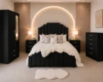 Complete King Bed Furniture Package - two Door Wardrobe With two Drawer - Chest of Five Drawers With Two Bed Side Table