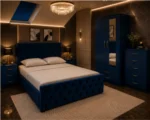Luxury king Bed Furniture Collection - Two Door Mirror Wardrobe With Bottom Drawer - Chest of Five Drawers - Bedside Table Pair - Image 2