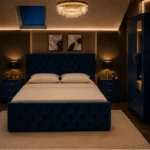 Luxury king Bed Furniture Collection - Two Door Mirror Wardrobe With Bottom Drawer - Chest of Five Drawers - Bedside Table Pair