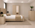 Modern Bedroom Essentials - king Bed - 2 Door Mirror Wardrobe - Five Drawer Chest - Two Bedside Tables - Image 2