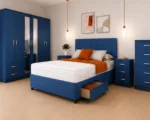 Contemporary king Bedroom Bundle – Storage Bed Frame – 6 Door Wardrobe – Chest of 5 Drawers – 2 Side Cabinets
