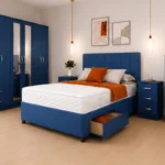 Contemporary king Bedroom Bundle – Storage Bed Frame – 6 Door Wardrobe – Chest of 5 Drawers – 2 Side Cabinets