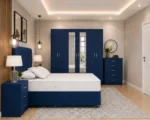 Complete King Bedroom Set – Six Door Mirrored Wardrobe with Four Drawers – Chest of Five Drawers – Two Bedside Tables - Image 4