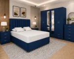 Complete King Bedroom Set – Six Door Mirrored Wardrobe with Four Drawers – Chest of Five Drawers – Two Bedside Tables - Image 2