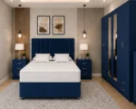 Complete King Bedroom Set – Six Door Mirrored Wardrobe with Four Drawers – Chest of Five Drawers – Two Bedside Tables
