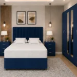 Complete King Bedroom Set – Six Door Mirrored Wardrobe with Four Drawers – Chest of Five Drawers – Two Bedside Tables