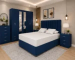 Complete King Bedroom Set – Six Door Mirrored Wardrobe with Four Drawers – Chest of Five Drawers – Two Bedside Tables - Image 3