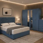 Stylish King Bed Room Set - Six Door Wardrobe - Chest of Five Drawers - Two Bedside Tables