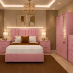 Complete king Bedroom Furniture Set - 2 Door Mirror Wardrobe - Five Drawer Chest - Two Bedside Tables