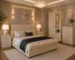 Designer Bedroom Package - King Size Bed - 2 Door Mirror Wardrobe - Five Drawer Chest - Two Bedside Tables - Image 5