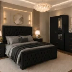 Black King Size Bedroom Furniture Set – Bed, Wardrobe, Bedside Tables & Chest of Drawers