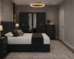 Elegant King Bed Suite - Six Door Wardrobe With Drawers - Five Drawer Chest - Two Bedside Tables - Image 4
