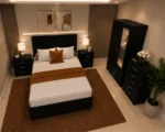 Premium king Bedroom Collection - Two Door Mirror Wardrobe With Bottom Drawer - Chest of Five Drawers - Two Bedside Tables - Image 3