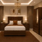 king Bed Storage Furniture Set - 2 Door Mirror Wardrobe - Five Drawer Chest - Matching Bedside Tables