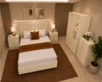 Luxury Bedroom Suite - king Bed - Two Door Mirror Wardrobe With Bottom Drawer - Chest of Five Drawers - Two Bedside Units - Image 3
