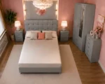 Premium Bedroom Furniture Package - King Bed - Two Door Wardrobe With Mirror - Chest of Five Drawers - Two Bedside Tables - Image 4