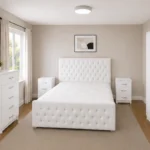 King Size Bed Room Set with Two Door Wardrobe With One Mirror  , Chest of Five Drawers & With Two Bed Side Table