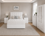 Premium  Bedroom Furniture Set – King Size Bed, Four Door Wardrobe with Four Bottom Drawers, Chest of Five Drawers & Two Bedside Tables