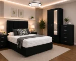 Elegant Bedroom Furniture Collection - King Bed - Two Door Mirror Wardrobe - Chest of Five Drawers - Two Bedside Tables