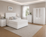 Premium  Bedroom Furniture Set – King Size Bed, Four Door Wardrobe with Four Bottom Drawers, Chest of Five Drawers & Two Bedside Tables - Image 5