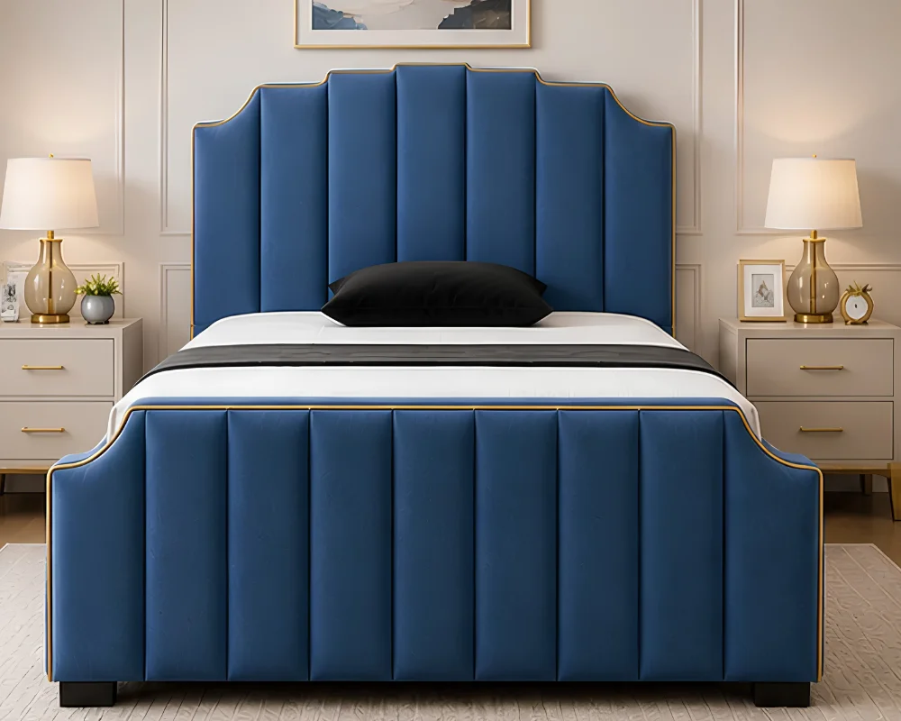 Azure Dream Bed Designer Sky Blue Arizona Double Bed 160x200 cm -Premium Frame - Image 1