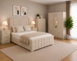 Premium King Size Bedroom Set with Four Door Wardrobe With Four Drawer - Chest of Five Drawers With Two Bed Side Table - Image 3