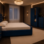 Luxury King Size Bed Furniture Collection - Two Door Mirror Wardrobe With Bottom Drawer - Chest of Five Drawers - Bedside Table Pair
