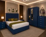 Modern Bedroom Furniture Set – King Size Bed with 3 Door Wardrobe, Two Half Mirrors, Two Bottom Drawers & Two Bed Side Tables - Image 4
