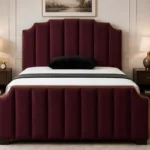 Luxury Maroon Arizona Super King Bed with Wingback Headboard-Super King Bed with Mattress