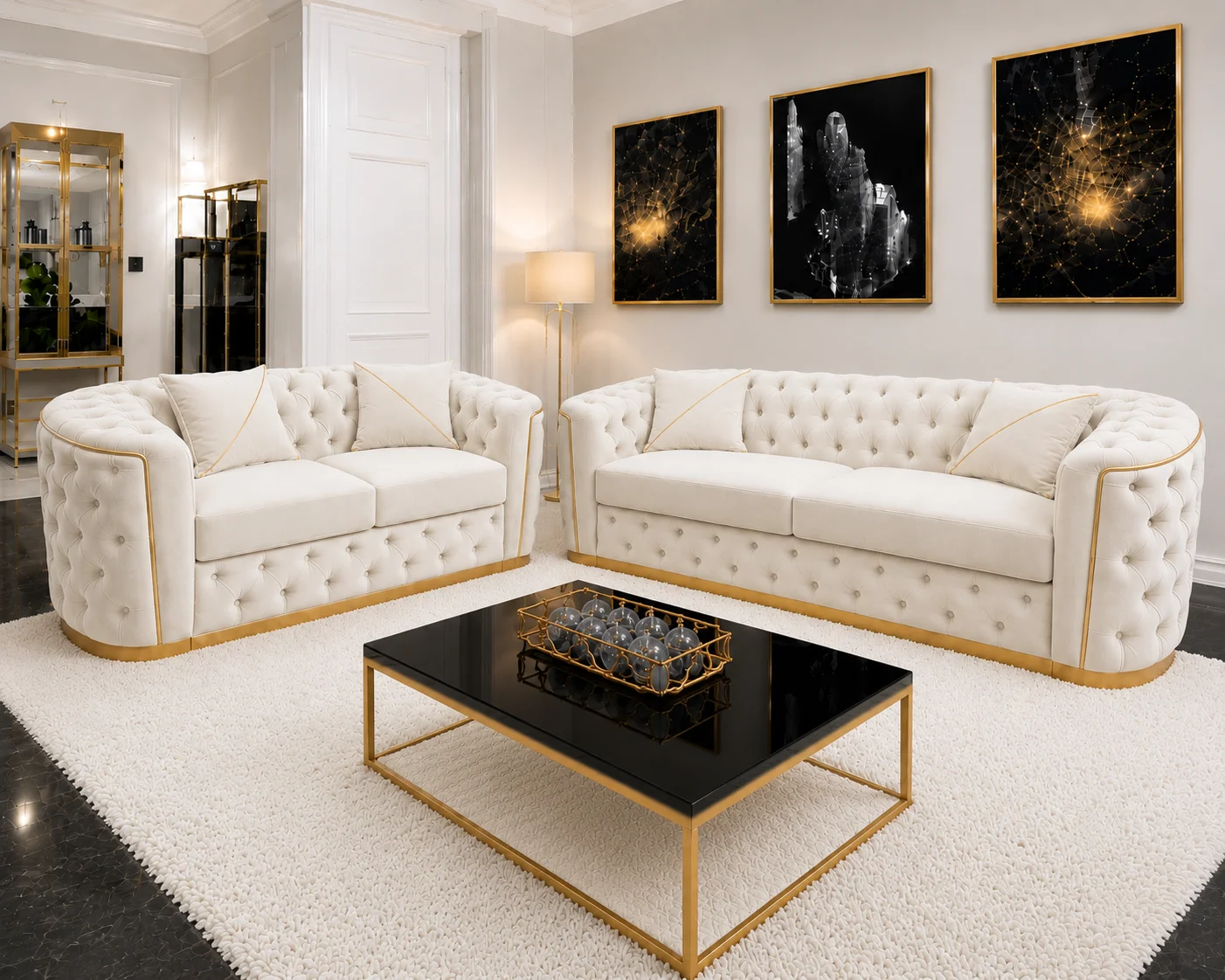 ChatGPT Image Jul 17, 2026, 02_16_13 PM Luxury Off White 3+2 Seater Chesterfield Sofa Set with Gold Trim - Image 1