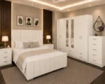 King Size Bed Furniture Set - Six Door Wardrobe With Four Drawer - Chest of Five Drawers With Two Bed Side Table - Image 5