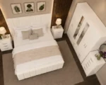 King Size Bed Furniture Set - Six Door Wardrobe With Four Drawer - Chest of Five Drawers With Two Bed Side Table - Image 3